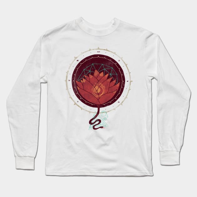 Red Lotus Long Sleeve T-Shirt by againstbound